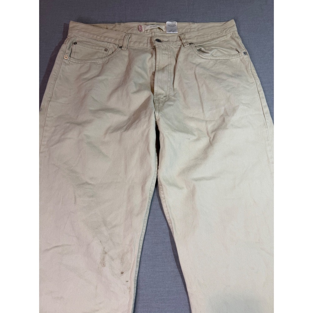 Levi's 505 Regular Fit Jeans Mens 38x32 Tan Good Straight Leg Denim - Picture 9 of 10